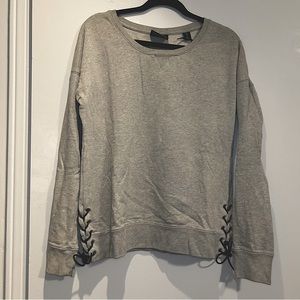 Scotch & Soda Grey Leather Lace-Up Sweatshirt Size 2